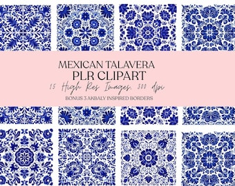 Mexican Talavera Royal Blue Tile Clipart, PLR Digital Download, Cielito Lindo Tile, Spanish Ceramic Tile, Handmade Floral Tile Design