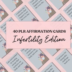 Tarjetas de autocuidado plantilla canva para infertilidad, mazo de afirmaciones, tarjetas de declaración, mensajes motivacionales y edificantes