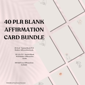 40 Minimalist Blank Self Love Affirmation Cards, Affirmation Cards printable, PLR, Commercial Use Affirmation Cards, Vision Board