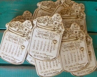 Wild flower Mason Jar Save the date magnets | Wooden Save the Date | Magnet Save the date | Rustic Wooden Save The Date