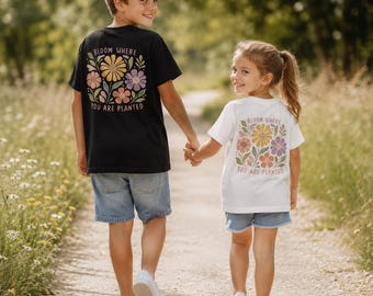 Kinder Boho Blumen - Shirt  Bloom - Where You Are Planted - Retro Floral T-Shirt
