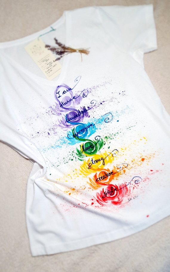 T shirt dipinta 7 Chakras Top Risveglio Spirituale T shirt