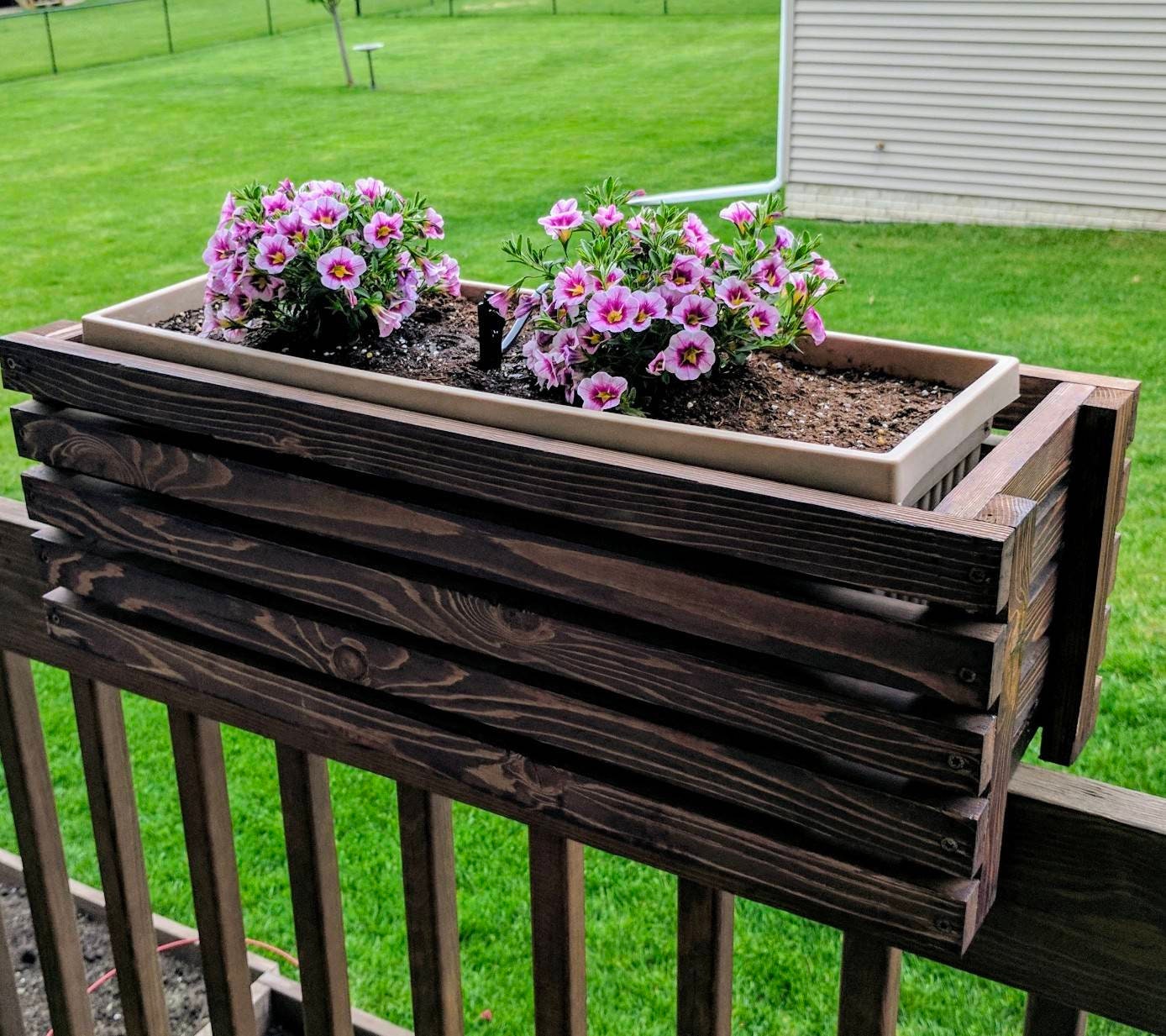 Cedar Wood Deck Rail Planter Box Cover Quality Wood Built Etsy