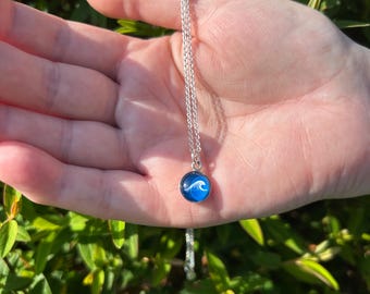 Sterling Silver Wave Charm Necklace