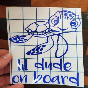 Little Dude On Board Turtle Decal-Cute Baby On Board Sticker-Vinyl Decal