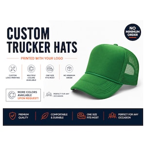 Personalized Trucker Hat • Custom Printed Hat with Logo or Text • Mesh Snapback Cap for Men & Women • Custom Gift or Team Hats