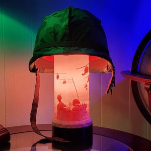 Vietnam Lamp & Helmet Display - 3D Printed Lithophane - Customizable!