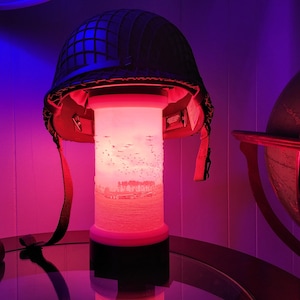 WWII Operation Market Garden Lamp & Helmet Display - 3D Printed Lithophane - Customizable!