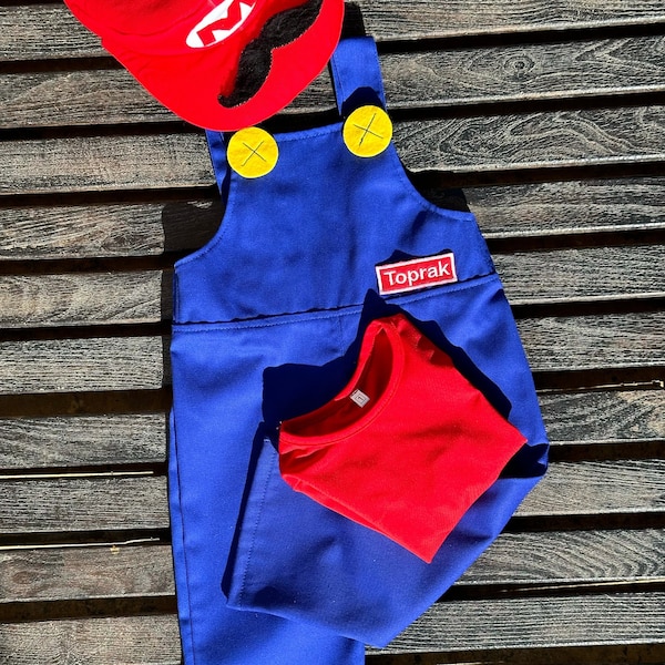 Super Mario Costume, Birthday Costume, Customizable Mario Costume, Halloween Costume, Baby & Kids Costume