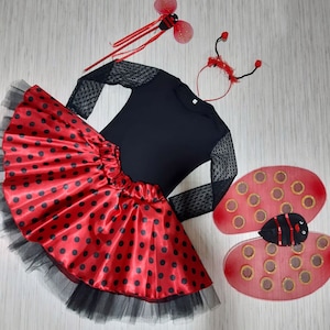 Ladybug Costume, Tutu Dress, Girls Costume, Ladybug Tutu Dress with Wings and Antenna Headband, Todller Costume, Birthday Girl Costume