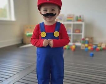 Handgemaakt Super Mario-kostuum: katoenen jumpsuit, hoed en snor