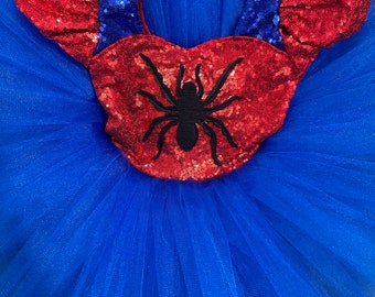 Spider Girl Comics Costume for Birthday and Party, Birthday Mini Tutu Dress, Superhero Blue Tutu Dress, Photoshoot Girl Superhero Costume