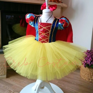 Snow White Dress, Birthday Tutu Dress, Snow White Costume with Cloak, Princess Costume Girl, Christmas Gift for Toddler, Photoshoot Dress