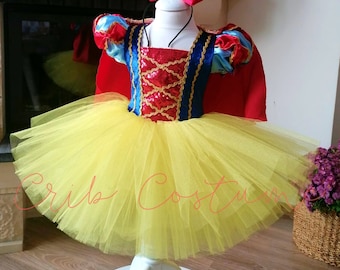 Snow White Dress, Birthday Tutu Dress, Snow White Costume with Cloak, Princess Costume Girl, Christmas Gift for Toddler, Photoshoot Dress