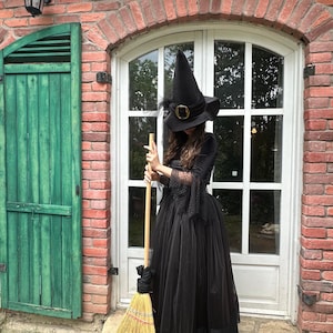 Black Witch Costume Women, Halloween Adult Costume, Witch Hat, Tulle Skirt, Witch Costume, Velvet Fabric, EXPRESS SHIPPING