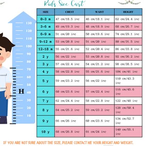 Puede incluir: Un gr&aacute;fico que muestra las tallas de los disfraces de cuna para ni&ntilde;os de 0 a 3 meses a 10 a&ntilde;os. El gr&aacute;fico muestra la talla en meses o a&ntilde;os, la medida del pecho en pulgadas y cent&iacute;metros, la medida de la cintura en pulgadas y cent&iacute;metros, y la medida de la altura en pulgadas y cent&iacute;metros.