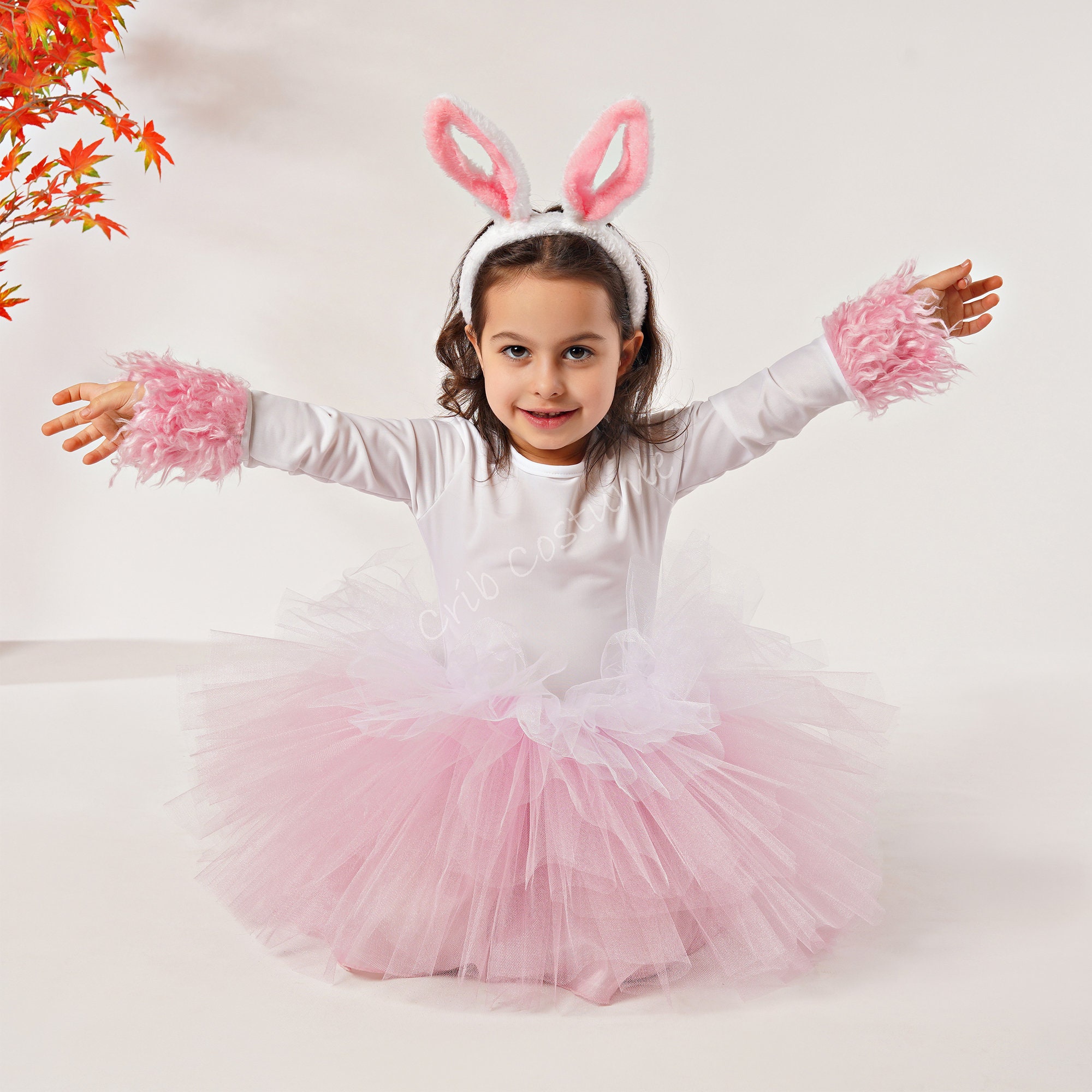 YUPDFGB Set di Costumi da Coniglietto per Bambini, cerchietti con Orecchie da Coniglietto in Paillettes Occhiali Coda da Coniglietto Viso Tatuaggio Papillon per Halloween Pasqua Costume