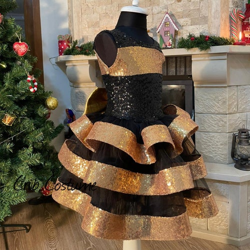 bebe black and gold sequin dress Black gold sequin dress. Baby girl dress. Baby dress black. Black sequin dress. Handmade
