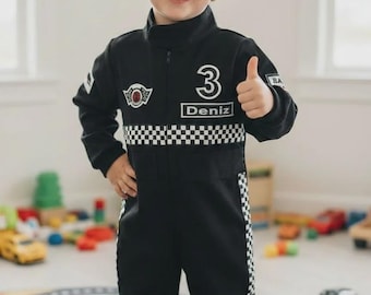 Traje de carreras de Fast One Birthday: mono de carreras de algodón bordado personalizado