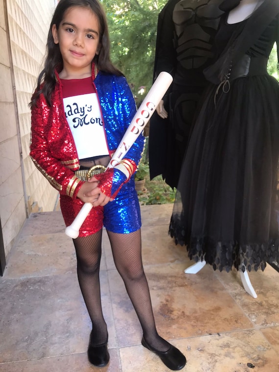 White, Red and Blue T-Shirt (Harley Quinn style) Child Size White, Red and Blue T-Shirt (Harley Quinn style) Child Size