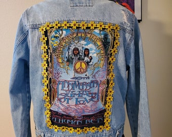 Summer of Love~Gathering of The Tribes Upcycled Denim Jacket