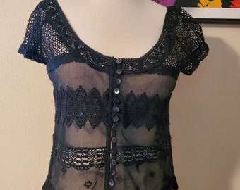 Womens Sheer Black Festival Top