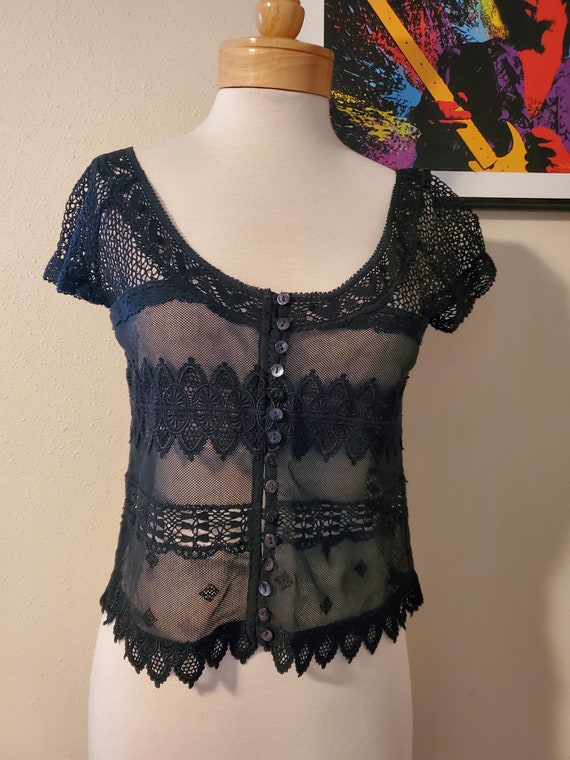 Womens Sheer Black Festival Top - image 1