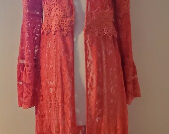 Intricate Tangerine Lace Duster