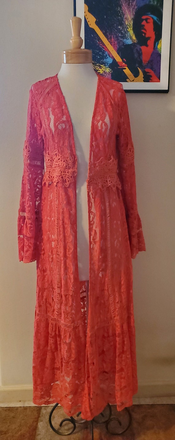 Intricate Tangerine Lace Duster