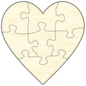 Leeg puzzelhart, 15 x 15 cm, 7 stukjes, houten puzzel, liefde, vriendschap, puzzel, ontwerp, versieren, cadeau, verrassing, creatief