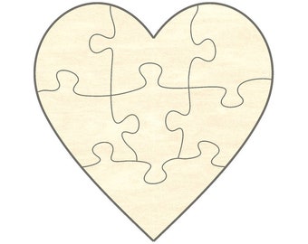 Blank puzzle heart, 15 x 15 cm, 7 pieces, wooden puzzle, love, friendship, puzzle, design, decorate, gift, surprise, creative