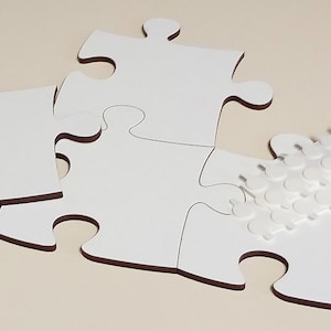 Puzzle en bois vierge Infinite M, blanc, lot de 10 pièces, 11 x 11 cm, pièces de puzzle en HDF de 4 mm, pour la peinture, l&#39;artisanat, le design, la création