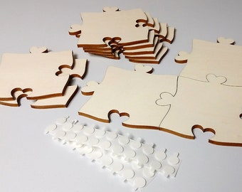 Blanko Holzpuzzle unendlich M, Herznase, Set mit 10 Teilen, 11 x 11 cm, Puzzleteile aus Pappelsperrholz, zum Bemalen, Basteln, Gestalten