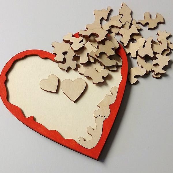 DiffiKult Holz-Puzzle Herz klein, 11 x 11 cm, 32 Teile, Rätsel, knifflig, Geduldsspiel, Tüftelspiel, Liebe, Freundschaft, Paar, Puzzel