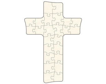 Blank cross puzzle, 40 x 57 cm, 24 pieces, wooden puzzle, puzzle, puzzle pieces, crafting, painting, designing, creative, decorating, church