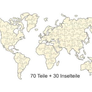 Blankopuzzle Weltkarte, 79 x 48 cm, 100 Teile, Holzpuzzle, Puzzel, Puzzleteile, Basteln, Bemalen, Gestalten, kreativ, Dekorieren, Geografie