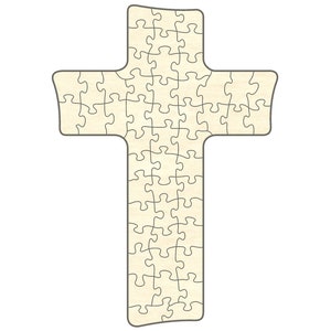 Blank puzzle cross, 40 x 57 cm, 50 pieces, wooden puzzle, puzzle, puzzle pieces, crafting, painting, designing, creative, decorating, church