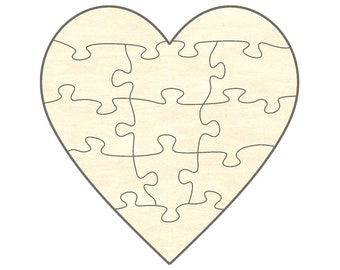 Blanko-Puzzle Herz, 38 x 38 cm, 12 Teile, Holzpuzzle, Heiraten, Hochzeit, Liebe, Freundschaft, Puzzel, Gestalten, Dekorieren, Feier, kreativ