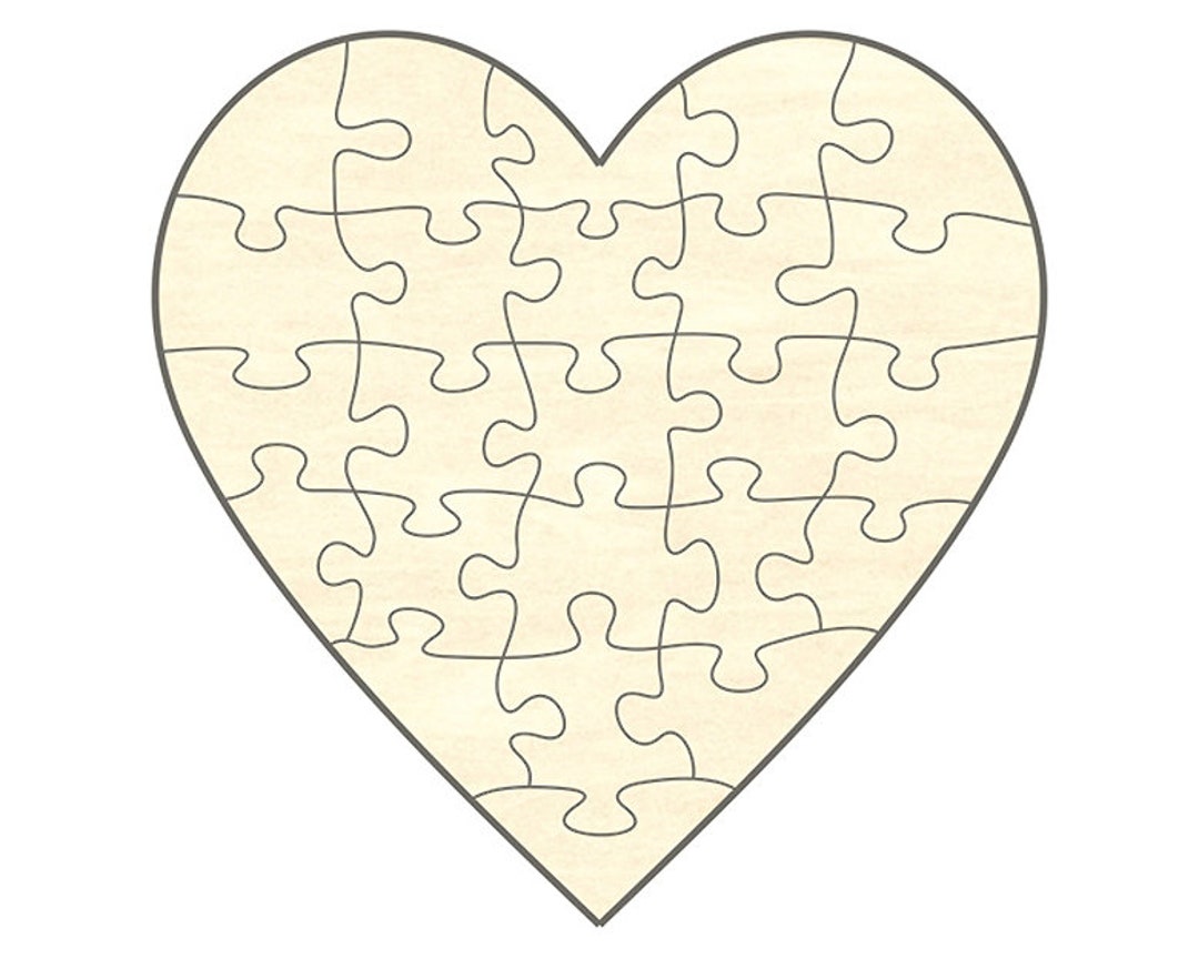 Blank Puzzle Heart, 56 X 56 Cm, 24 Pieces, Wooden Puzzle, Marriage