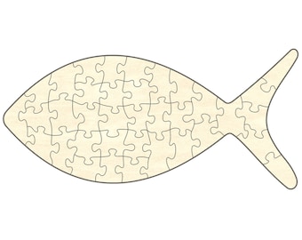 Blankopuzzle Fisch, 40 x 19 cm, 36 Teile, Holzpuzzle, Puzzel, Puzzleteile, Basteln, Bemalen, Gestalten, kreativ, Dekorieren, Rätsel