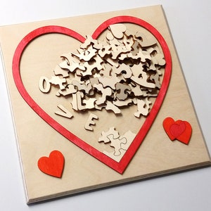 DiffiKult houten puzzel hart medium, 20 x 20 cm, 92 stukjes, geduldspel, puzzelspel, liefde, vriendschap, cadeau, puzzel, lastig