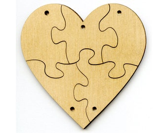 We-Puzzle Heart, 7,5 x 7,5 cm, 5 stukjes, houten puzzel, liefde, vriendschap, puzzel, ontwerp, decoreren, cadeau, verrassing, creatief