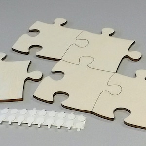 Blank wooden puzzle infinite M, set of 20 pieces, 11 x 11 cm, puzzle pieces made of poplar plywood, for painting, crafts, design, creative image 1