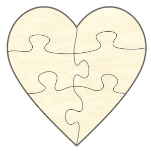 Blanko-Puzzle Herz, 15 x 15 cm, 6 Teile, Holzpuzzle, Liebe, Freundschaft, Puzzel, Gestalten, Dekorieren, Geschenk, Überraschung, kreativ