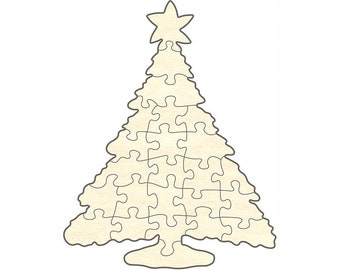 Blankopuzzle Christbaum, 20 x 25 cm, 24 Teile, Holzpuzzle, Puzzel, Puzzleteile, Basteln, Bemalen, Gestalten, kreativ, Dekorieren, Advent