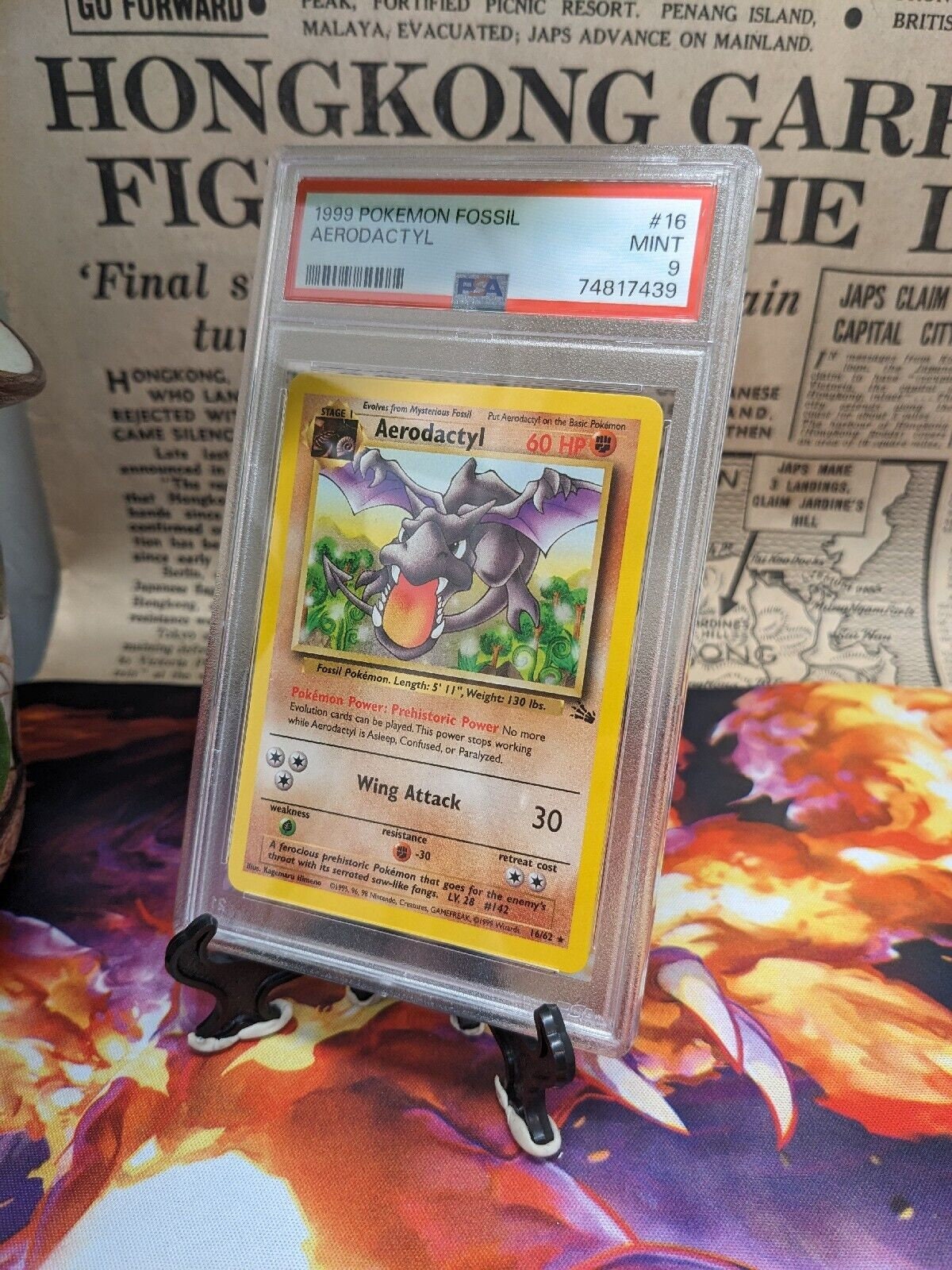 Aerodactyl 1999 Pokemon Fossil 1st Edition #1 Holo Pre-Release (PSA 9)