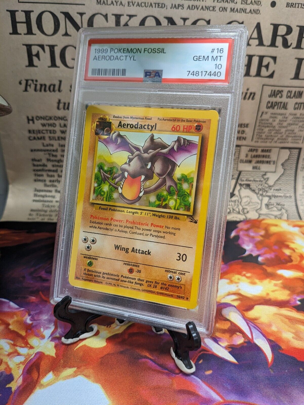 PSA 9 POKEMON FOSSIL FIRST EDITION BOOSTER PACK SET AERODACTYL