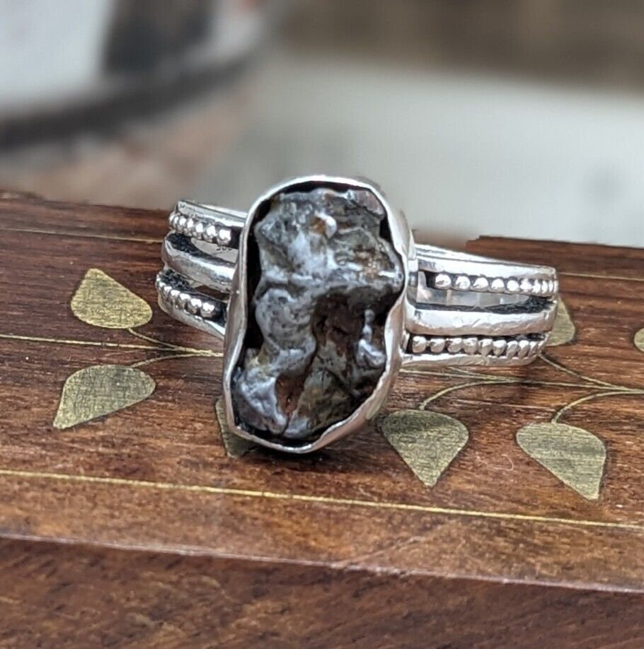 Buy Raw Meteorite Ring, Sterling Silver Ring, Natural Meteorite Ring, Women  Ring, Healing Stone Ring, Handmade Ring,meteorite Ring, Gift for Her Online  in India - Etsy
