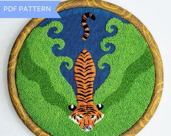 So. Many. French. Knots. Tiger -- Hand Embroidery Pattern, Thread Painting, Needlepainting, Paint with Thread, PDF pattern Instant Download