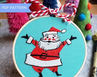 Retro Vintage Santa Claus embroidery | PDF pattern | Christmas ornament | Beginner pattern tutorial | Instant digital download